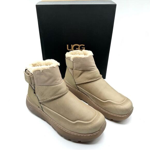 UGG Other - UGG Men’s M City Mini Boots Size 10 Dune Tan Waterproof Leather Winter Shoes